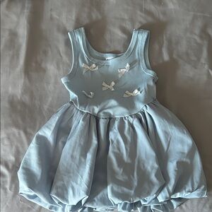 SHEIN Light Blue Kids Dress with White Bows